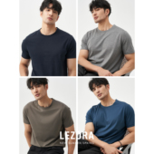 亲肤棉真丝圆领冰丝短袖 修身 丝滑T恤男 桑蚕丝天丝男士 LEZORA