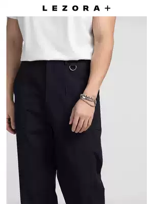 (mid-year promotion)Crew deck pants Deckpants checkered dark pattern large slot bag rolled edge straight nine-point pants