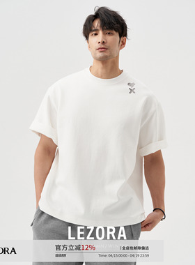 LEZORA  手绘爱心！310g重磅新疆长绒棉廓形短袖T恤男女