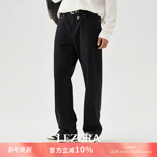 11oz獨特丹宁肌理黑色直筒牛仔裤 美国cone 男 ROW风黑牛 LEZORA