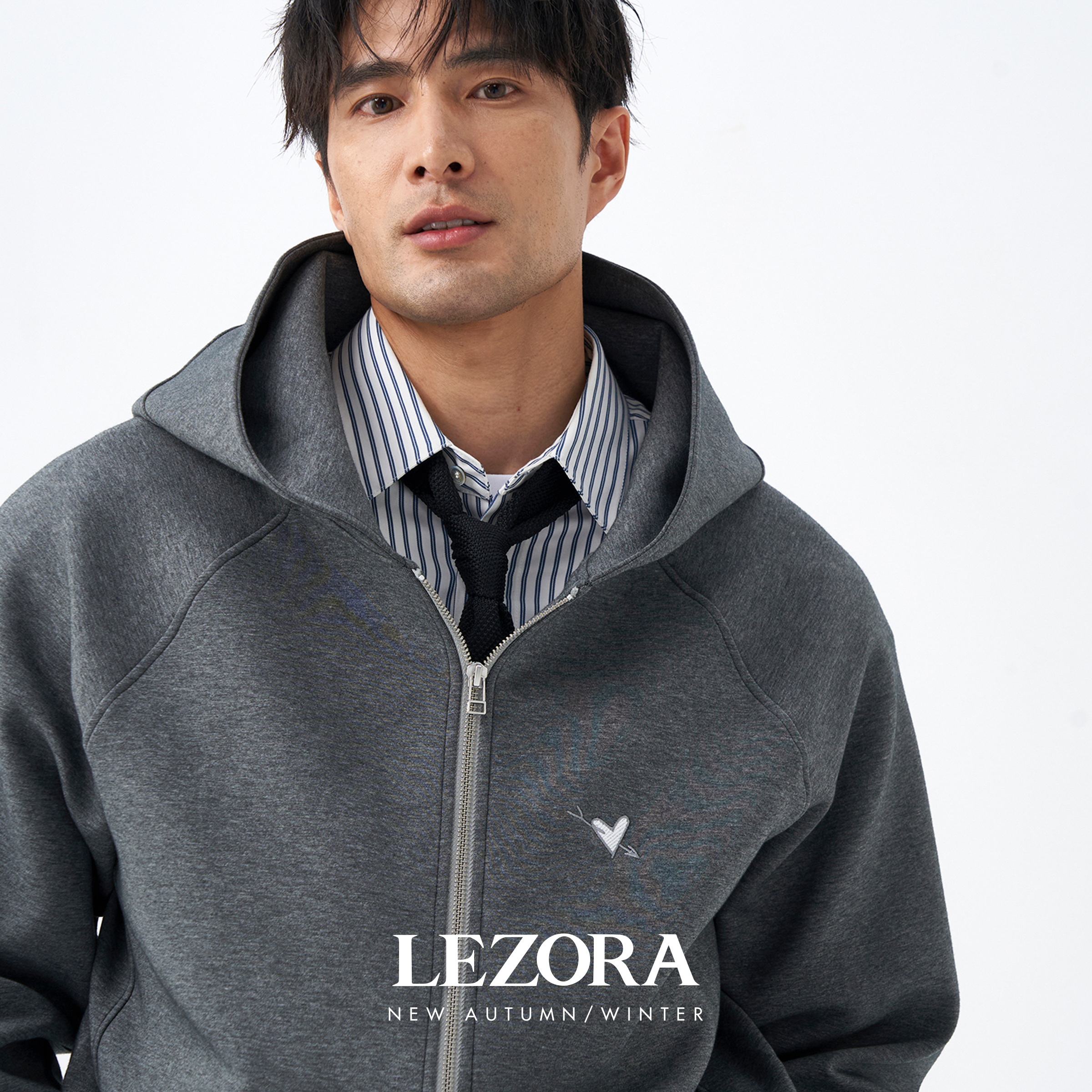 LEZORA空气层爱心廓形连帽卫衣