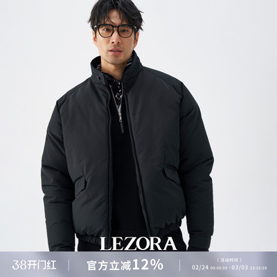 LEZORA灯芯绒领哈林顿鹅绒服