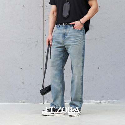 LEZORA激光水洗直筒牛仔裤