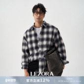 LEZORA 男 shirt秋冬黑白格纹衬衫 宝藏百搭 日本全棉法兰绒plaid