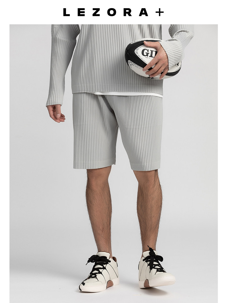 LEZORA Japanese house style fabric thin loose casual five-point pants pleated elastic waist shorts men JF215