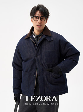 LEZORA谷仓夹克牛仔鹅绒羽绒服