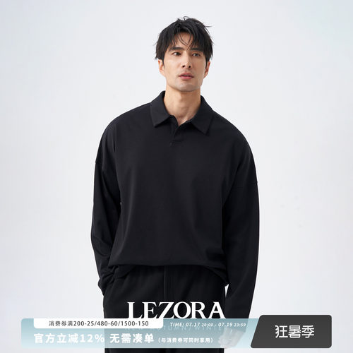 LEZORA液氨匹马棉宽松长袖polo衫