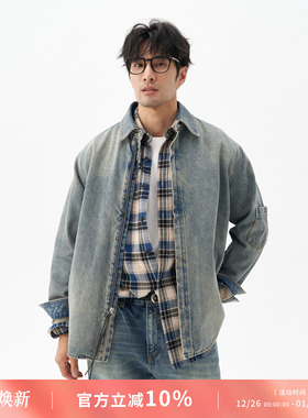 LEZORA 14oz美国cone丹宁 vintage洗水全拉链牛仔夹克外套男