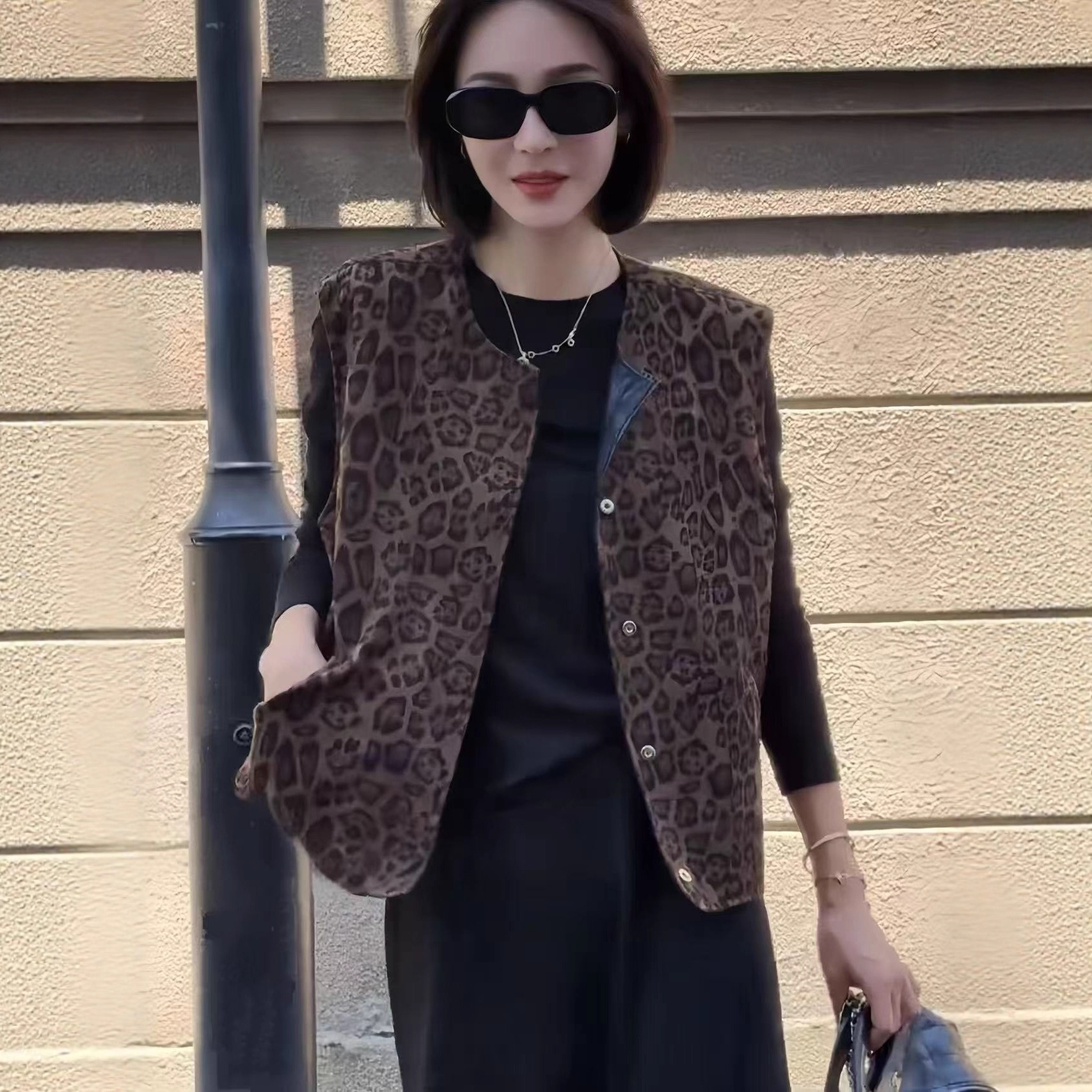 两面穿豹纹皮马甲外套女2025秋装新款百搭时尚休闲无袖坎肩背心潮