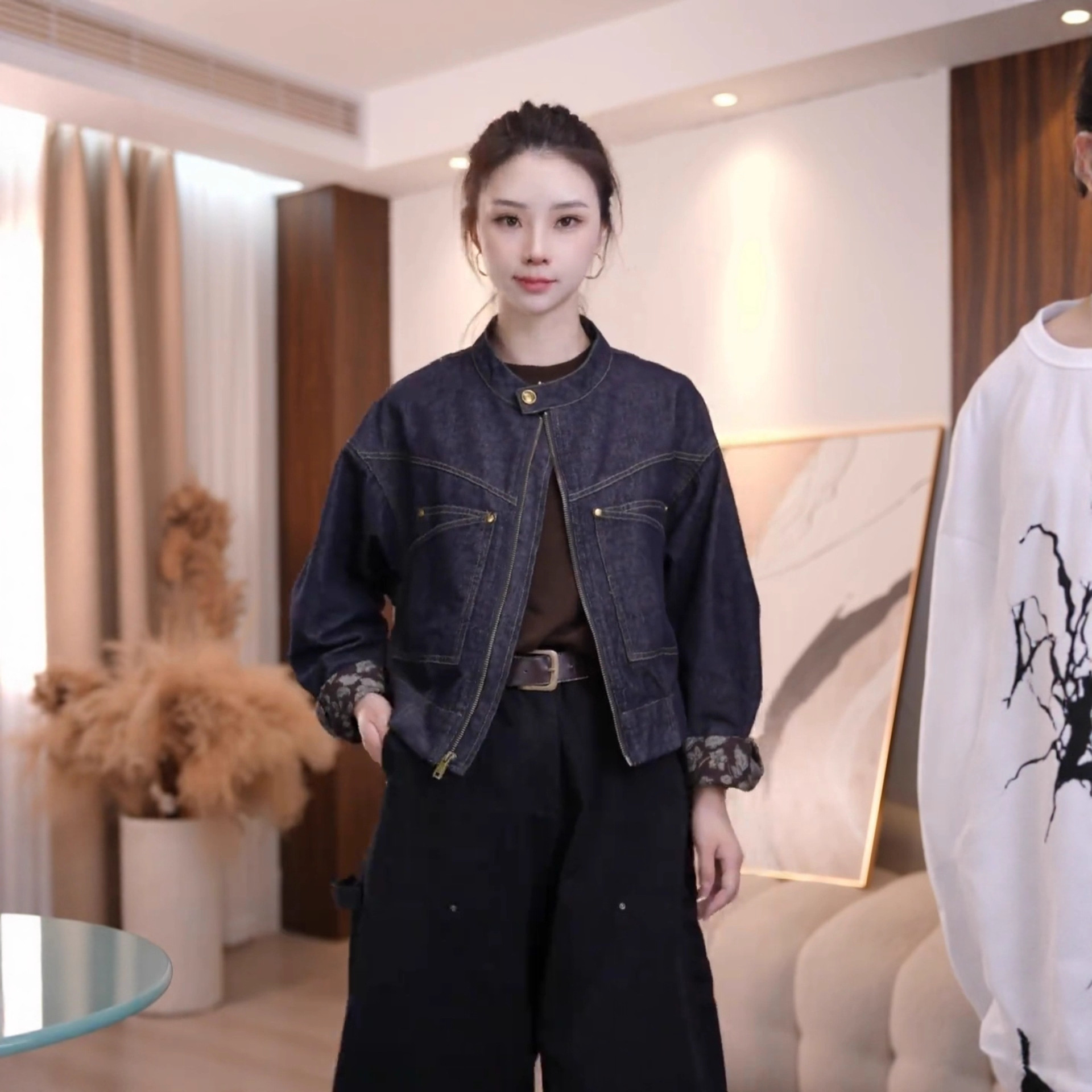 爆款感不褪色印花撞色牛仔外套女2025秋季超好看洋气夹克上衣