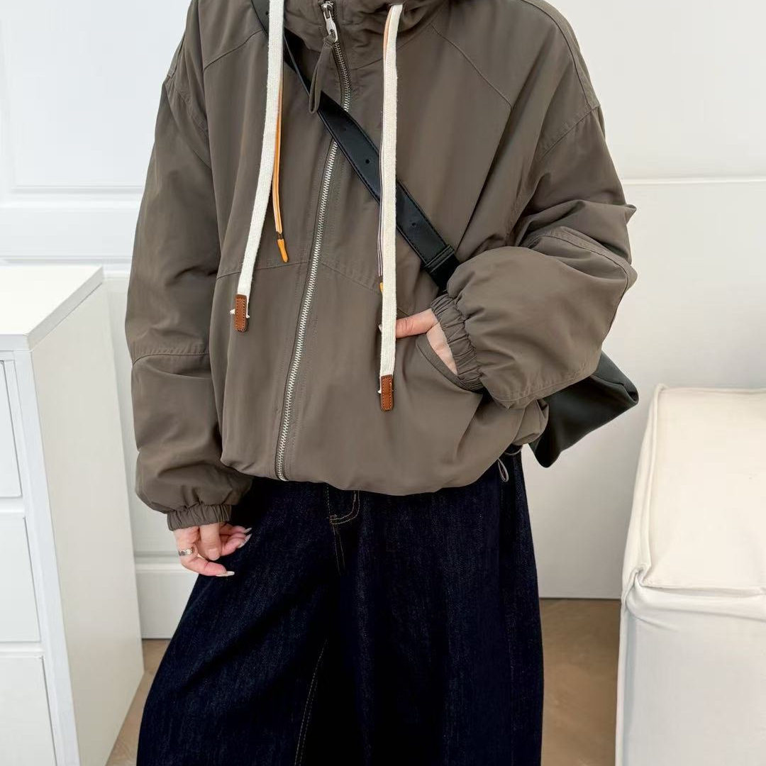 25年秋冬棉服女宽松休闲韩版学院风加厚保暖连帽开衫工装棉服