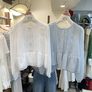 Fine day花地-26年春款清新淡色系荷叶边设计感上衣小衫