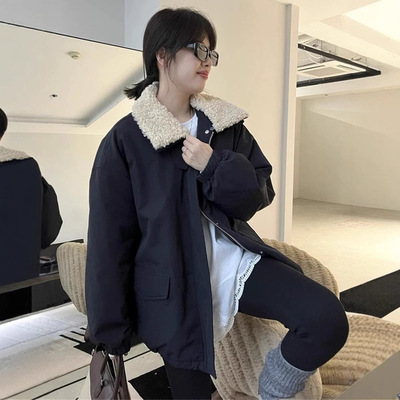 休闲中长款冲锋衣羽绒棉服女2024冬新款韩版宽松感小个子外套