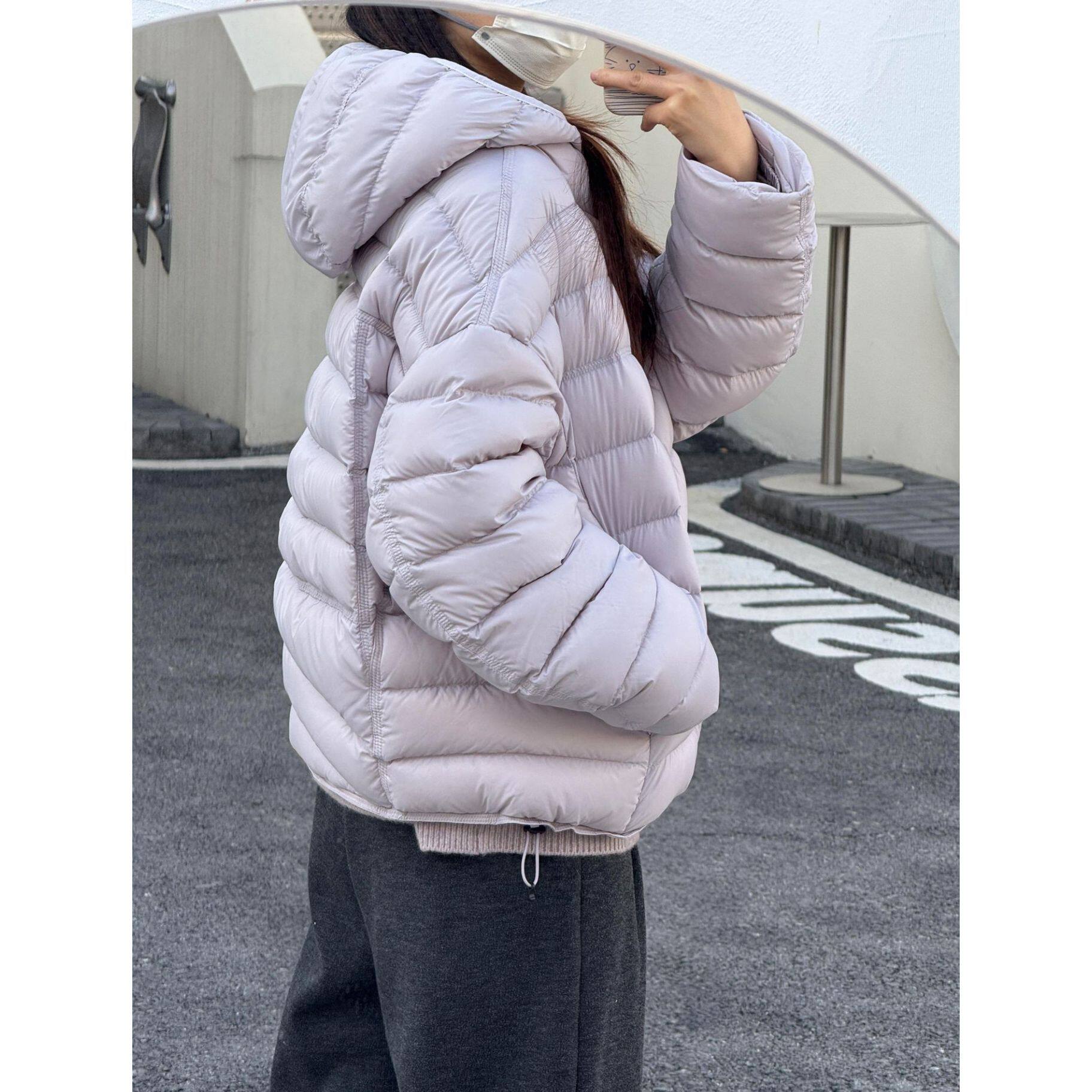 紫色排骨棉服女装2026年冬季新款小个子通勤风连帽韩系感外套