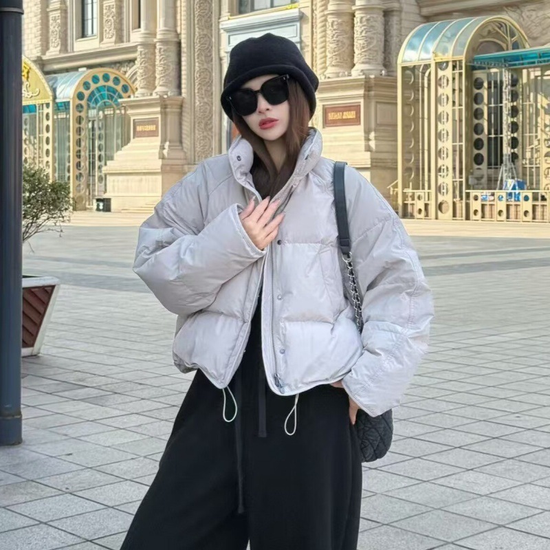 韩版立领短款羽绒服女2025冬季新款小个子加厚保暖面包服外套上衣