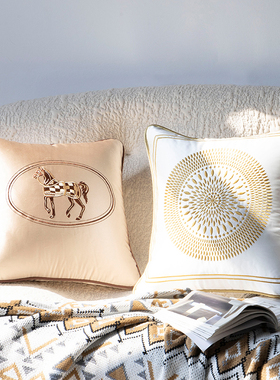 抱枕沙发客厅橙色马抱枕套不含芯轻奢靠垫车载靠枕现代简约靠背垫