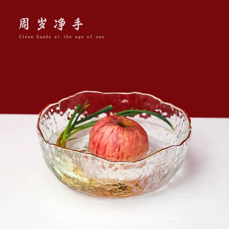 宝宝周岁礼净手礼盆玻璃食福碗