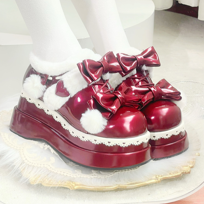 加绒{雪绒糕糕 }心萌少女Lolita原创 增高厚底冬季保暖雪地靴鞋子,模玩/动漫/周边/娃圈三坑/桌游,lolita洛丽塔鞋类,淘宝优惠券,粉丝福利购,淘宝优惠卷