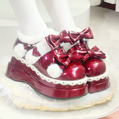 加绒{雪绒糕糕 子 保暖雪地靴鞋 }心萌少女Lolita原创 增高厚底冬季