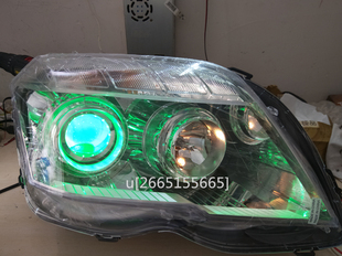 适用于08-12老款奔驰GLK300大灯总成改装透镜氙气灯恶魔眼日行灯