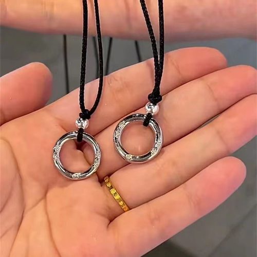 平安喜乐情侣项链一对情侣款编织绳吊坠平安扣生日礼物送男女友