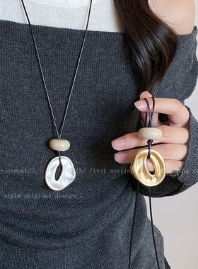 韩国ins简约几何不规则吊坠长款项链女小众设计时尚气质百搭配饰