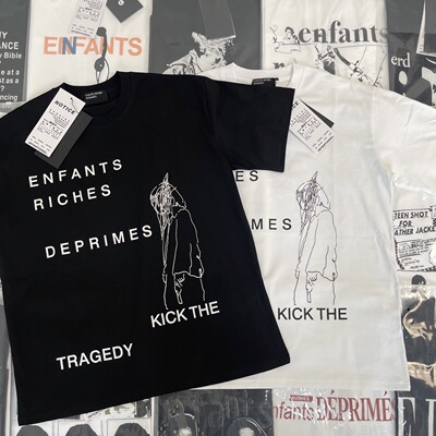 纯原顶板 ERD忧郁的富二代素描小孩人像纯棉圆领字母印花短袖男