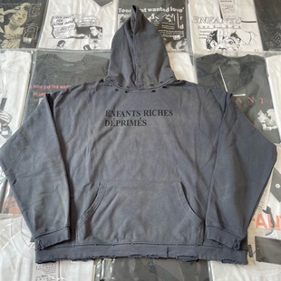 【纯原顶版】ERD忧郁的富二代基础标语帽衫宽松水洗破坏连帽卫衣