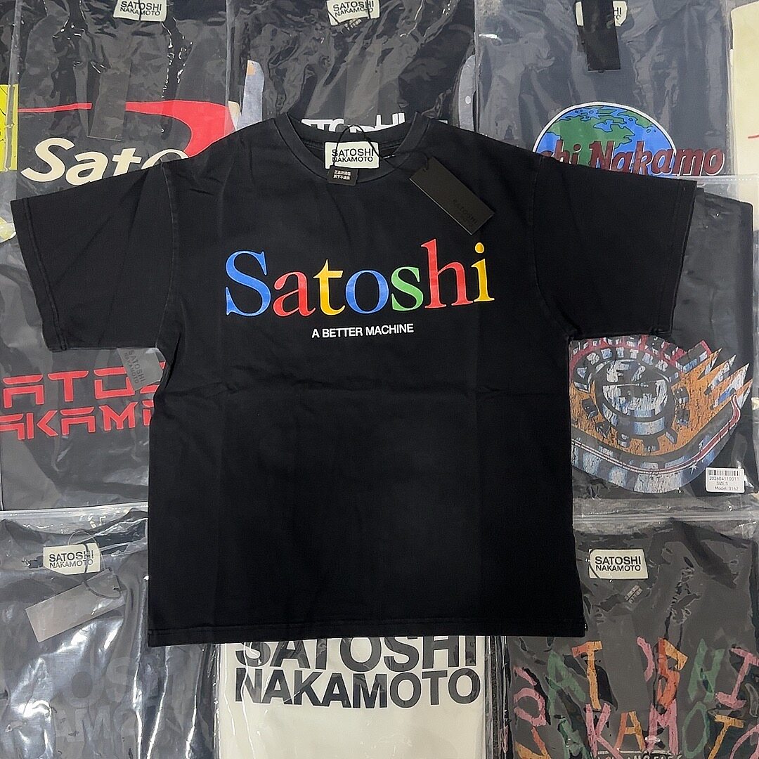 Satoshi Nakamoto 美式水洗做旧字母印花短袖男女同款宽松圆领T恤图片