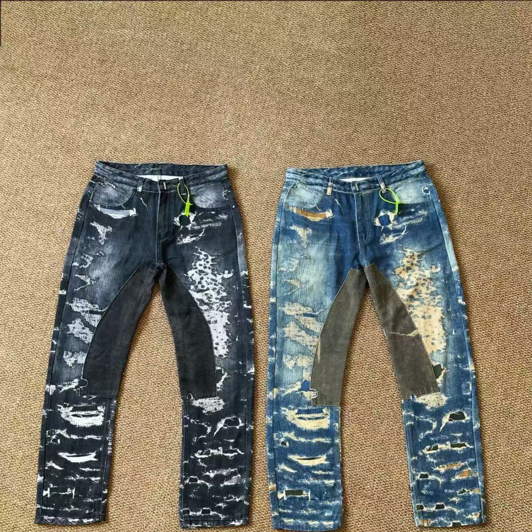 GVC破坏拼接破坏牛仔裤子男女