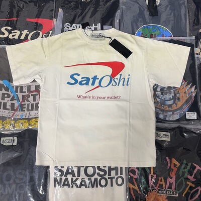 Satoshi Nakamoto 美式水洗做旧字母印花短袖男女同款宽松圆领T恤