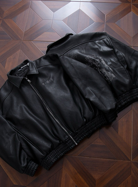 纯原顶板 ERD忧郁的富二代画家的妻子夹棉皮衣夹克小羊皮夹克外套