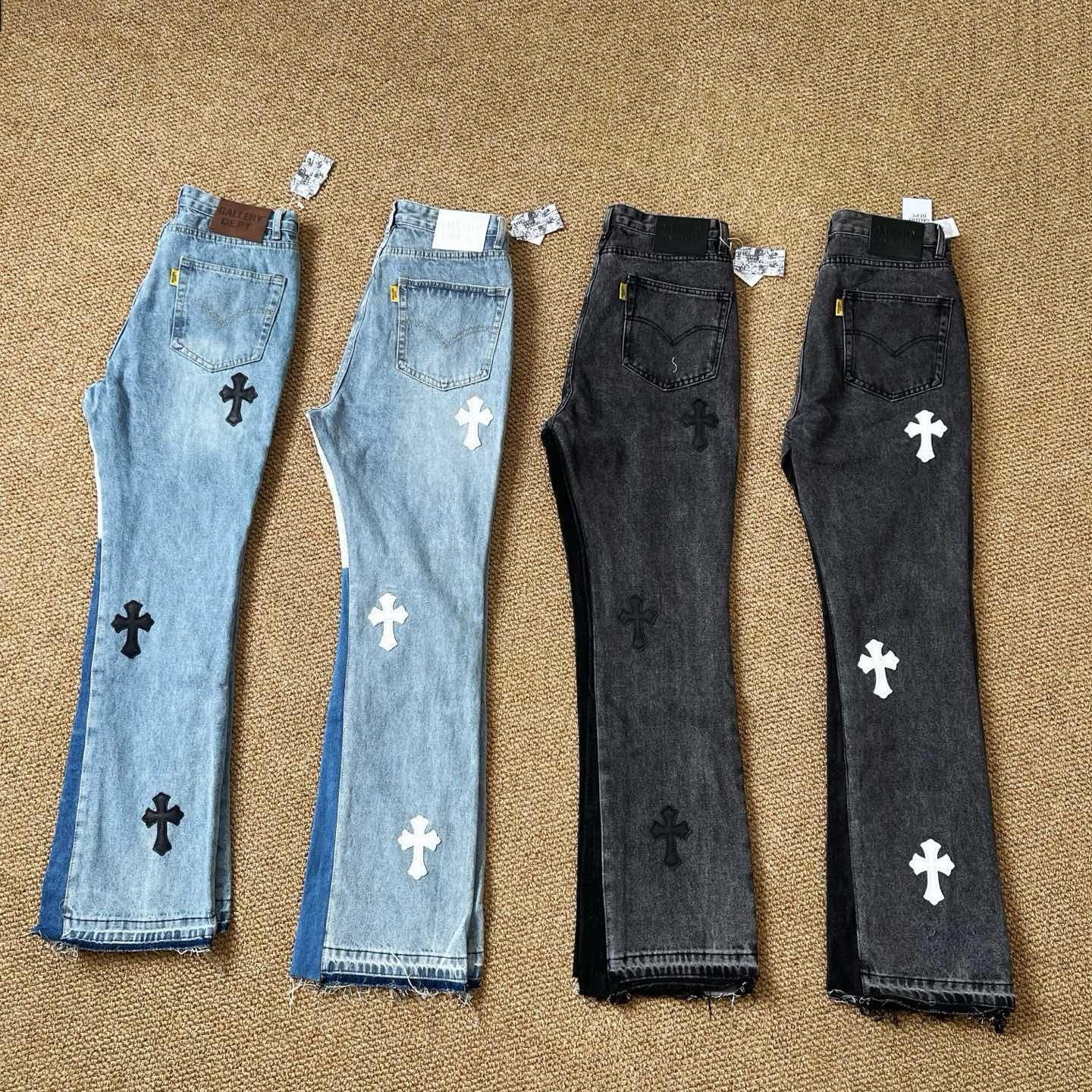 GALLERY十字架拼接牛仔裤男女