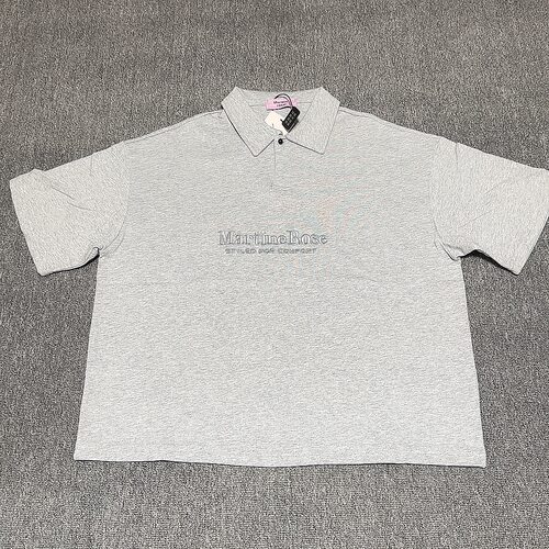 广州夯货Martine Rose字母刺绣polo衫T恤男女宽松水洗做旧短袖潮