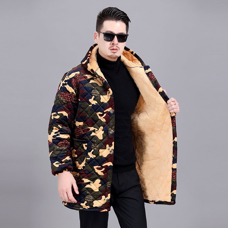 四川省服新款帅气外穿男棉服加绒加厚防寒棉衣罩衣纯色家居服外套