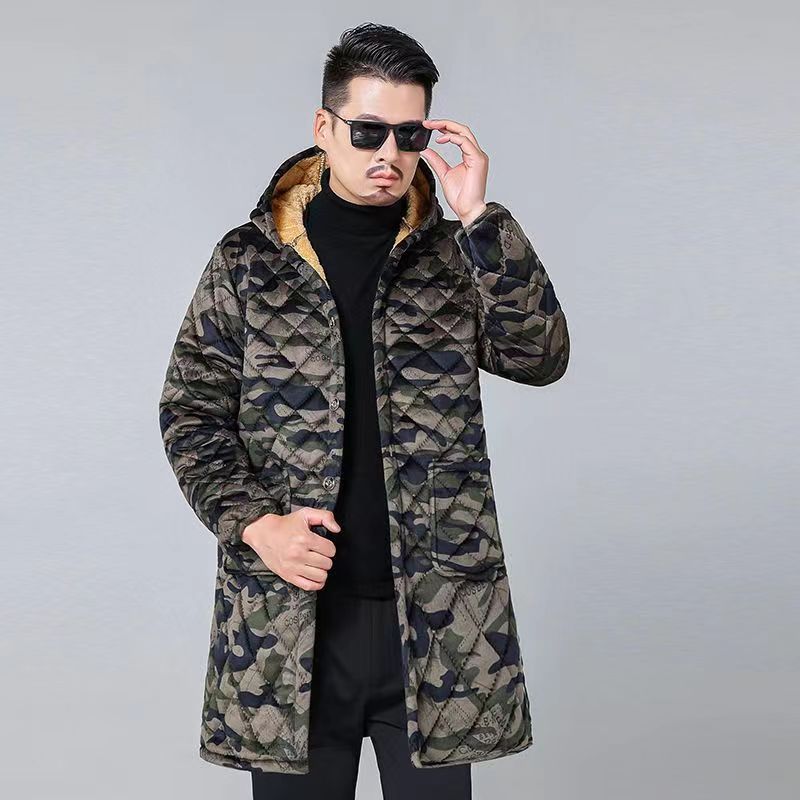 四川省服新款中长棉衣秋冬季外套男加绒加厚工作服大褂罩衣中老年