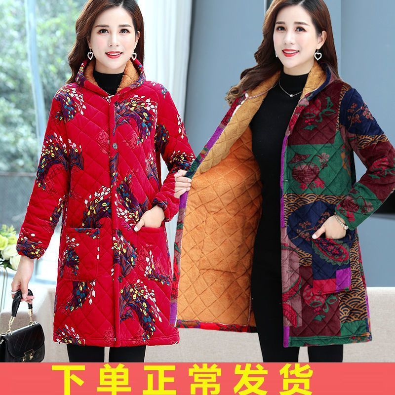 四川省服中老年女装秋冬季加绒罩衣加厚围裙棉衣女妈妈装棉袄外套