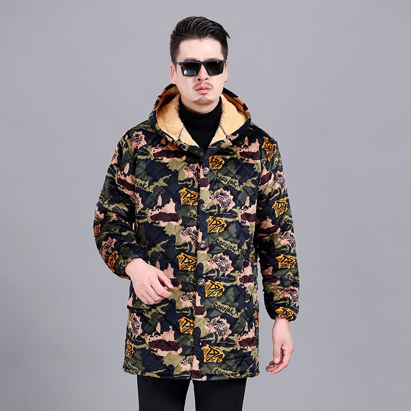 四川省服宽松秋冬款加绒加厚棉衣外套男工作服中老年棉服长款罩衣