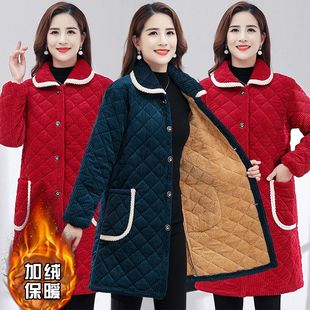 四川省服翻领罩衣女外穿保暖棉大衣洋气妈妈冬装 加绒加厚棉衣外套