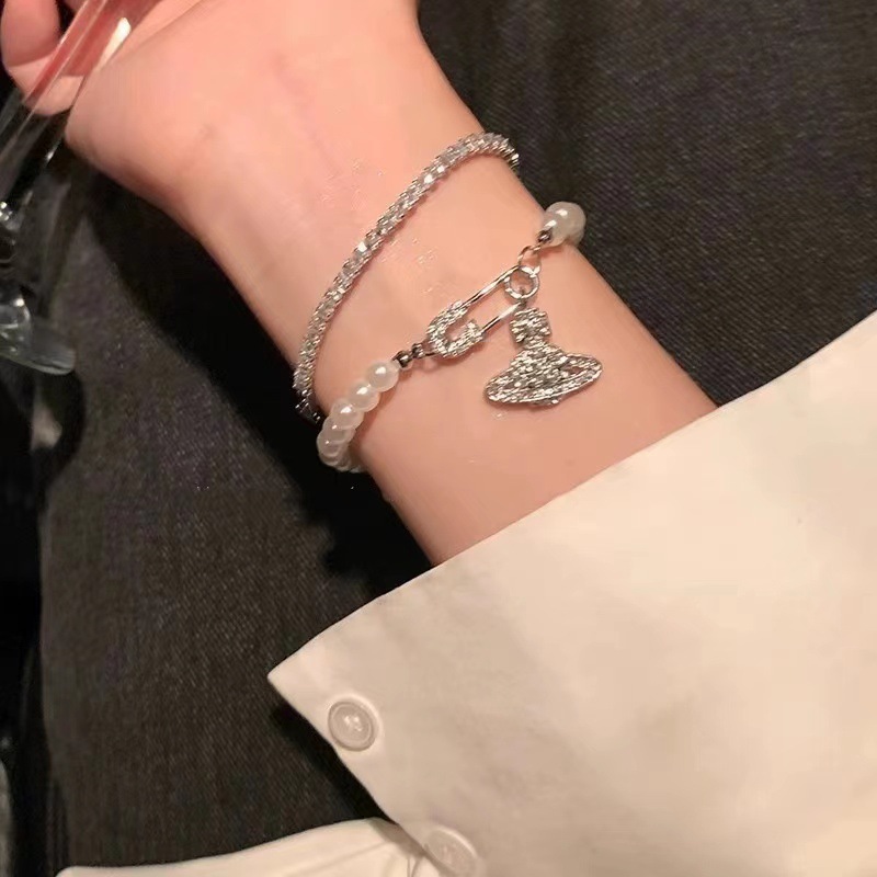西太后土星珍珠手链女高级感气质轻奢满钻锆石精致时尚手饰套装