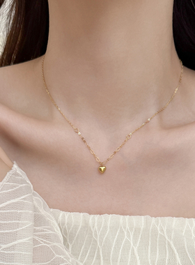 极简主义！日常百搭迷你小爱心项链女钛钢镀18k金ins不掉色锁骨链