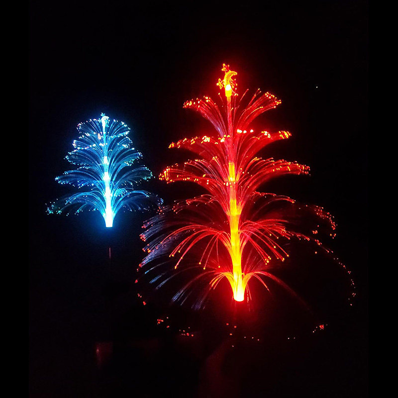 太阳能圣诞树七彩光纤水母插灯户外庭院氛围花园装饰草坪灯景观灯