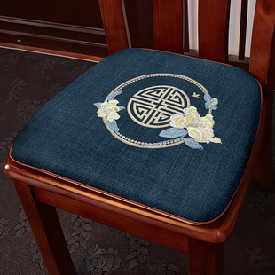 新中式红木餐椅坐垫实木餐桌马蹄形椅子垫餐厅茶楼椅子坐垫可定制