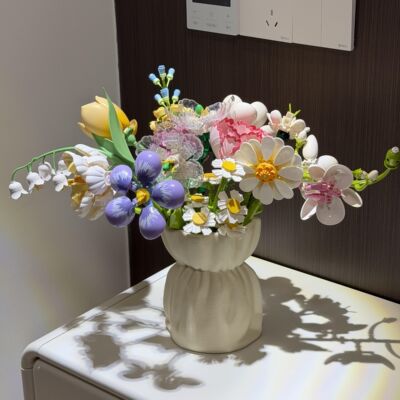 永生花束拼装积木花束花瓶diy手工材料包装饰摆件送闺蜜生日礼物