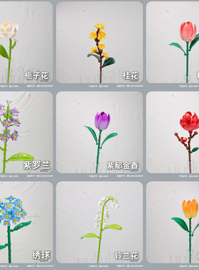 积木花送女友DIY积木花材料包