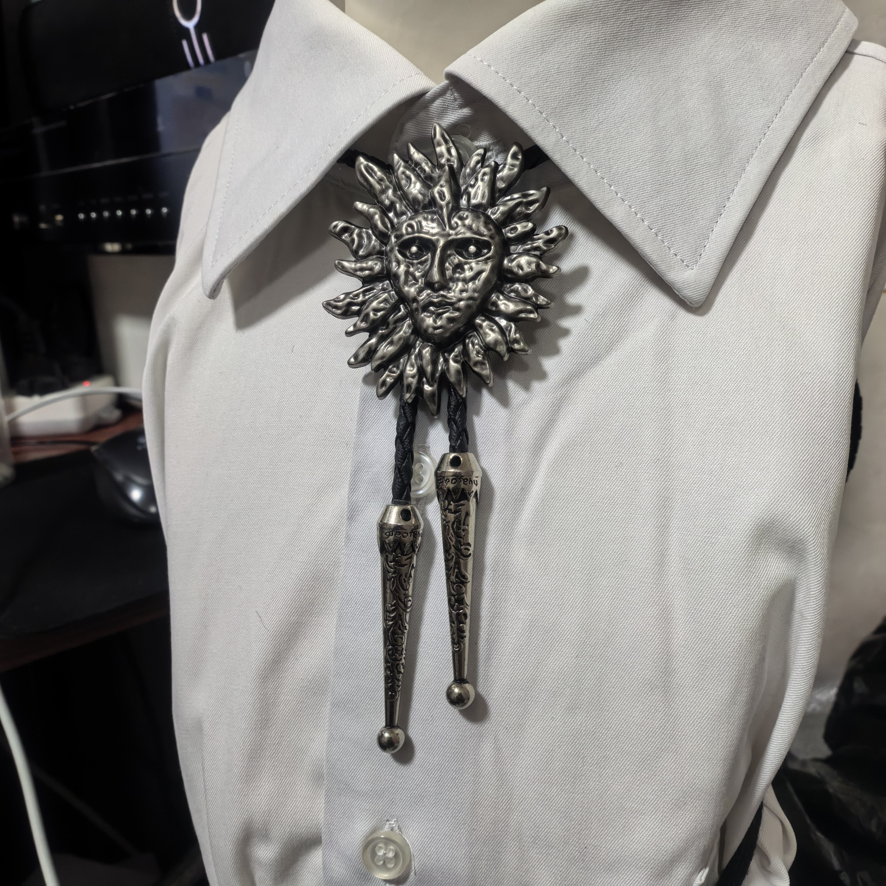 欧美波洛领带太阳花男士领结毛衣链复古做旧个性时尚百搭