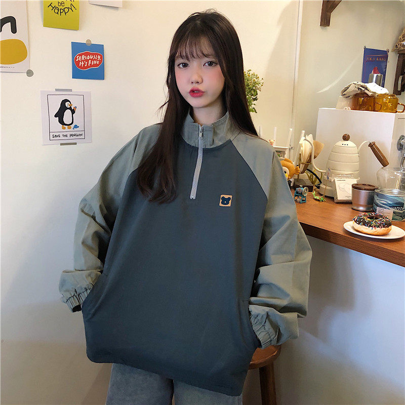 Real shot of Yanshi Street frying collar jacket for female spring and autumn school students