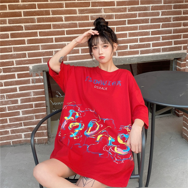 Real shot personality relaxed fashion personality national fashion couple T-shirt