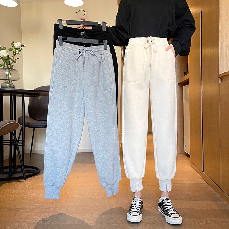 Women's autumn and winter thickened high waist sports pants