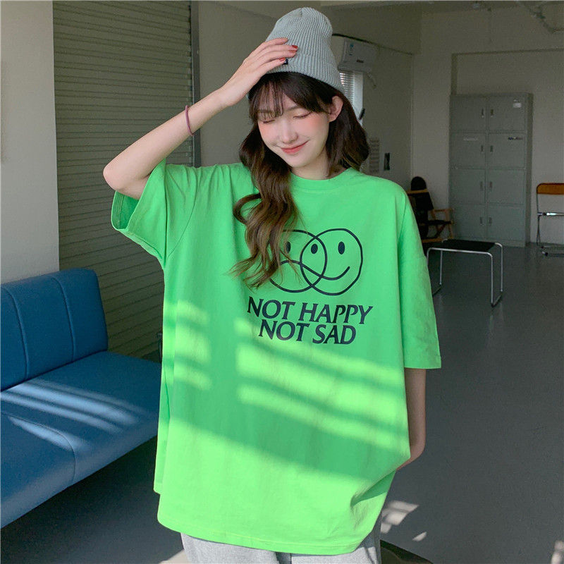 Real shot short sleeve T-shirt women's fashionable summer design minority fruit green print half sleeve top